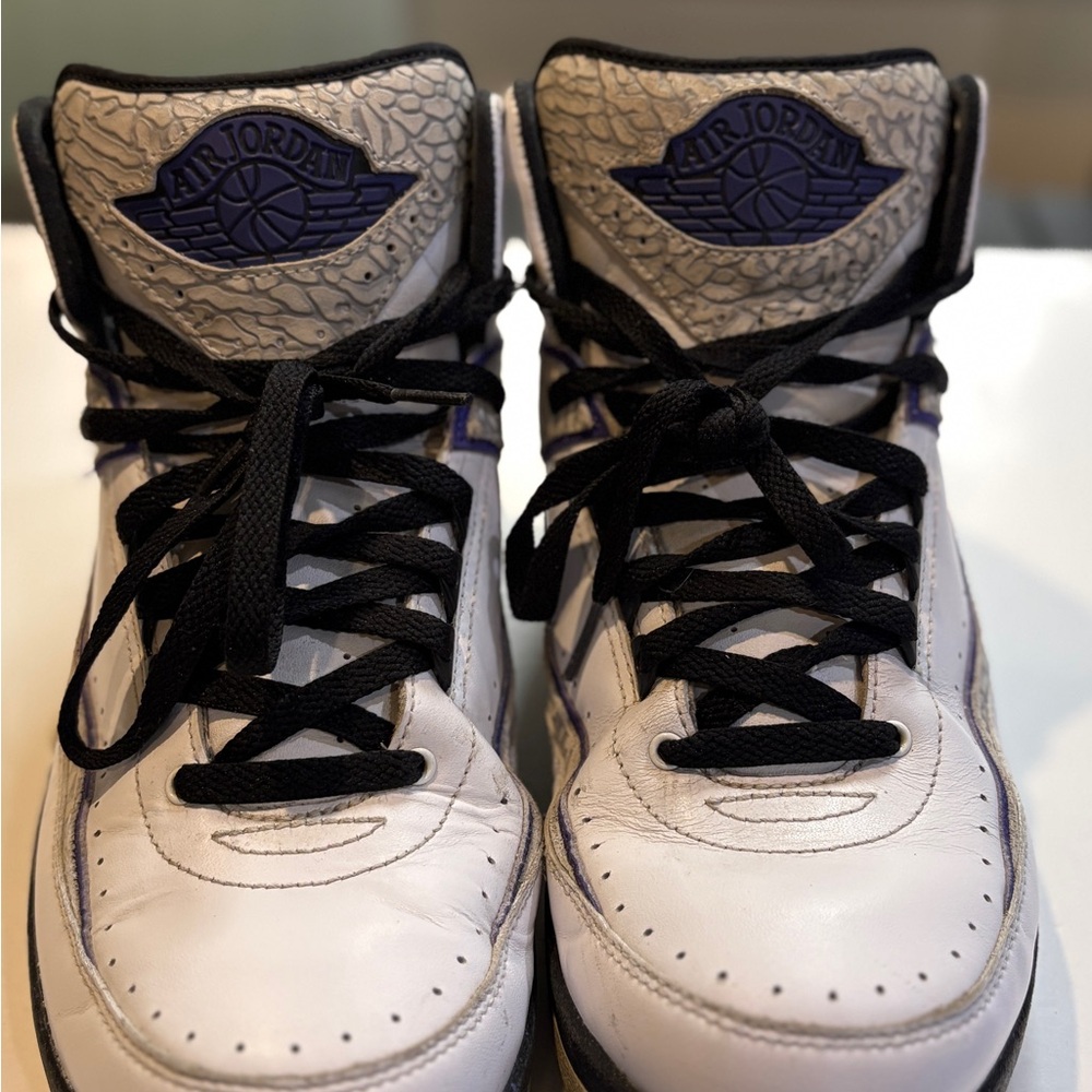 Air Jordan 2 Retro Concord White Black Purple Men’s Size 10.5 Basketball Shoes
